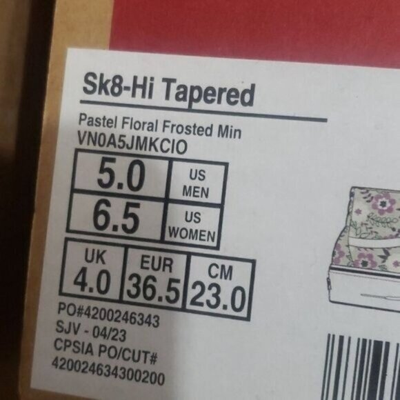 New Vans Sk8 Hi Tapered Stacked Womens Platform Shoes Size 6.5 Pastel Floral - Picture 9 of 9